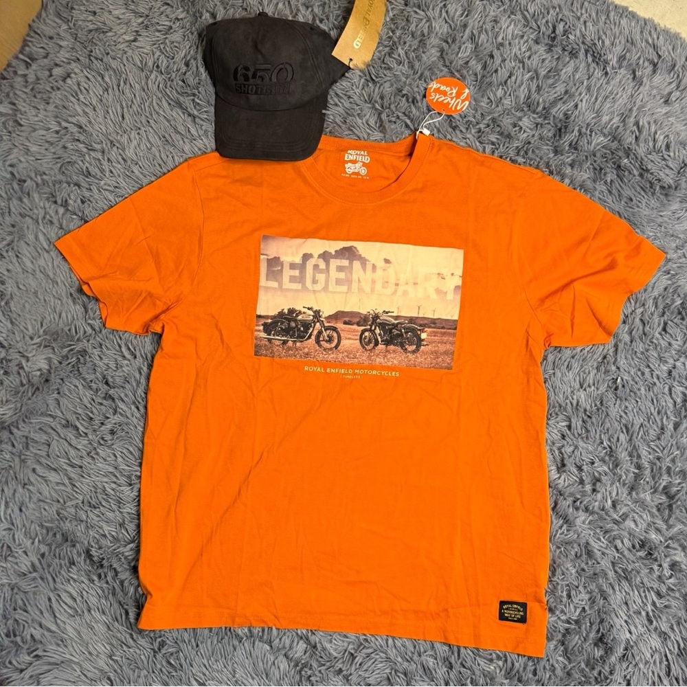 Men’s 2X Royal Enfield “Legendary” Graphic Tee NWT Orange